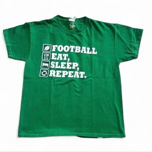 Buzz Cuts Boys Green Football Graphic Tee Shirt Youth Large L 14/16